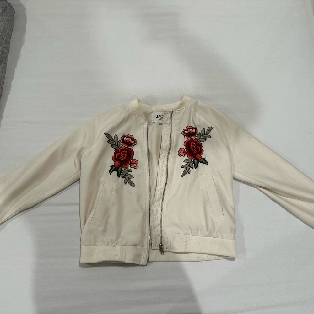 Bomber Jacket with Rose Design